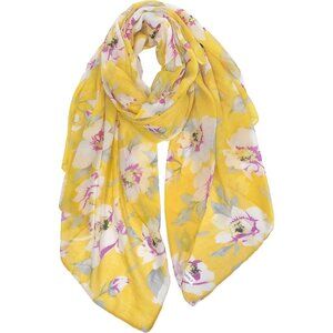 Wome Yellow Fashion Flowers Print Scarves Winter Head Shawl Cotton Wrap
